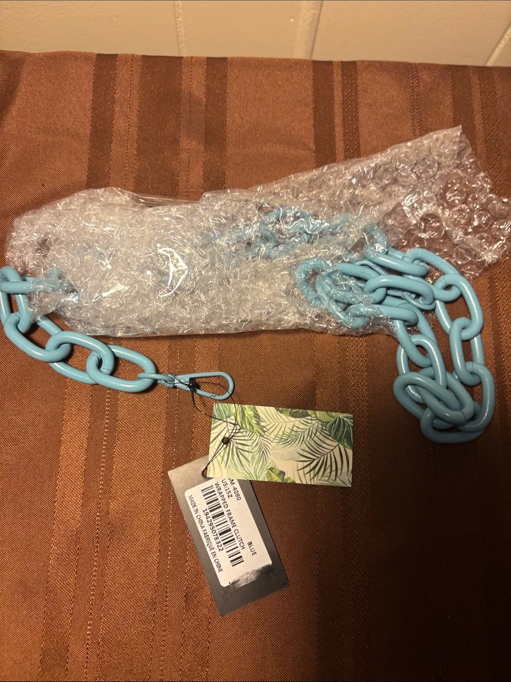 NWT Badgley Mischka Slouchy Cloud Clutch Bag with Chain Strap - Light Blue